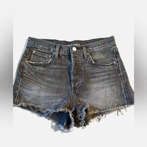Aritiza Denim Forum Faded Black distressed Jean shorts